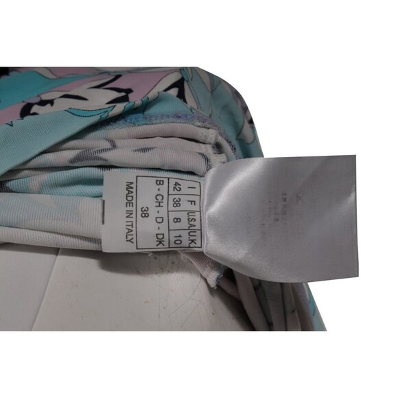 Emilio Pucci Floral V Neck Top US 8 IT 38 Blue Purple Pink Viscose Long Sleeve - Picture 8 of 9